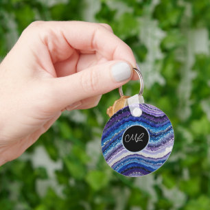 Cosmic Agate Waves Key Ring
