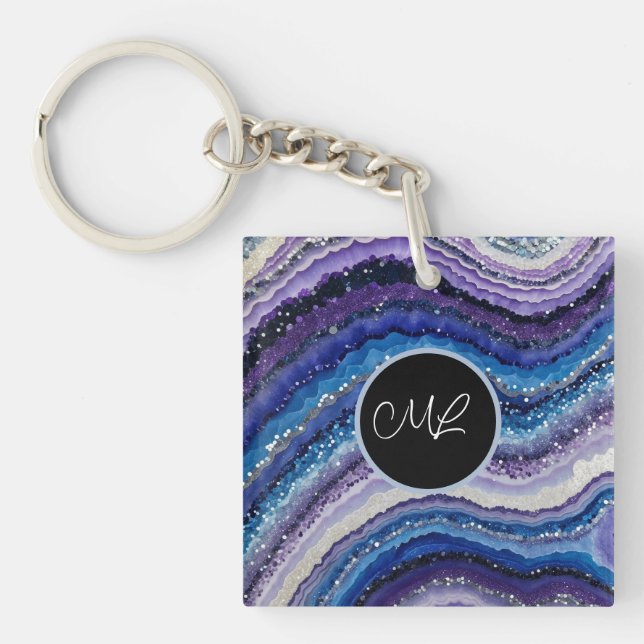 Cosmic Agate Waves Key Ring (Front)