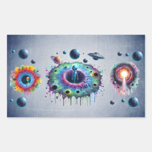 Cosmic Alien Worlds Rectangular Sticker