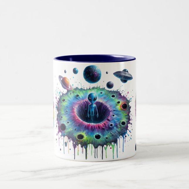 Cosmic Alien Worlds Two-Tone Coffee Mug (Center)