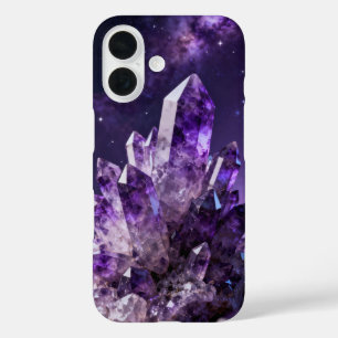 Cosmic Amethyst Crystal Cluster iPhone 16 Case