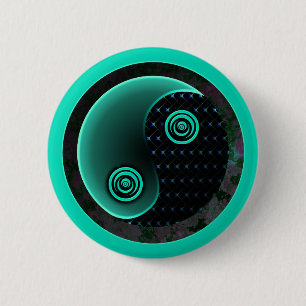 Cosmic Aqua In Balance Yin Yang 6 Cm Round Badge