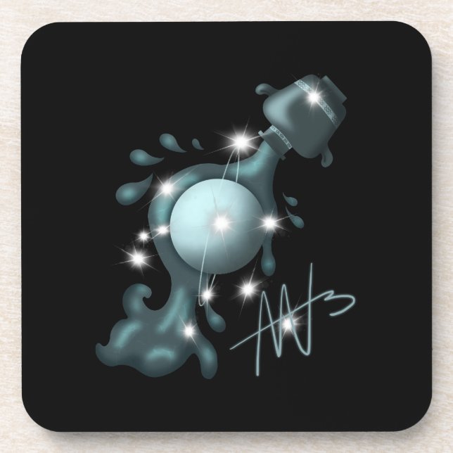 Cosmic Aquarius Uranus Zodiac Coaster (Front)