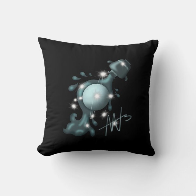 Cosmic Aquarius Uranus Zodiac Cushion (Front)
