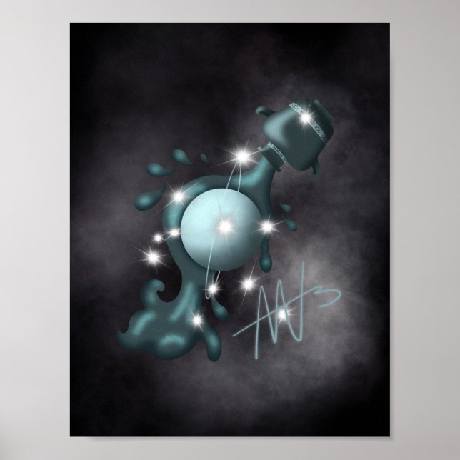 Cosmic Aquarius Uranus Zodiac Poster (Front)