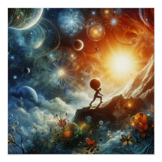 Cosmic Ascent – Surreal Wall Art Poster of Human S (Front)