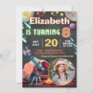 Cosmic Astrology Photo Birthday Invitation