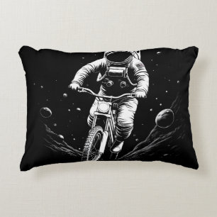 Cosmic Astronaut Bike Ride Space Adventure Decorative Cushion