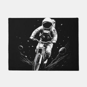 Cosmic Astronaut Bike Ride Space Adventure Doormat