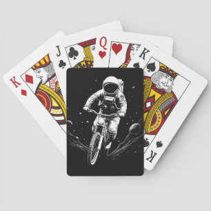 Cosmic Astronaut Bike Ride Space Adventure Playing Cards
