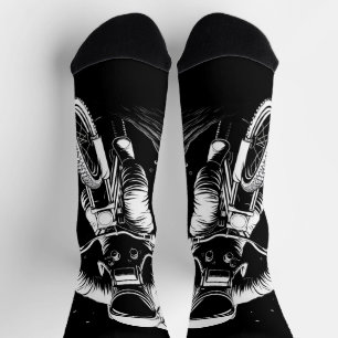 Cosmic Astronaut Bike Ride Space Adventure Socks