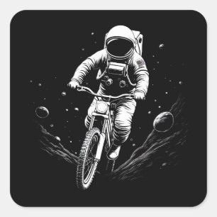 Cosmic Astronaut Bike Ride Space Adventure Square Sticker