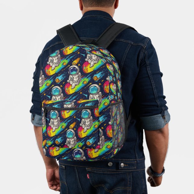 Cosmic Astronaut Meteor Ride Pattern Printed Backpack (Insitu (Model))