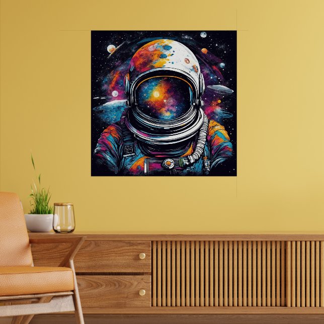 Cosmic Astronaut Nebula - Pop Art Square Poster (Living Room 2)