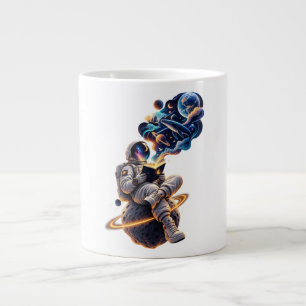 Cosmic Astronaut Reading Space Adventure Large Coffee Mug