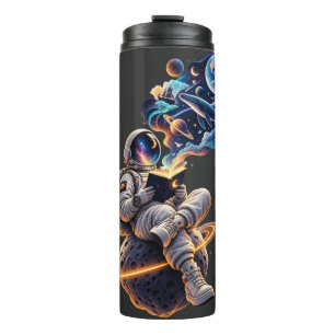Cosmic Astronaut Reading Space Adventure Thermal Tumbler