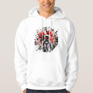 Cosmic Astronaut - Red Burst White Hoodie