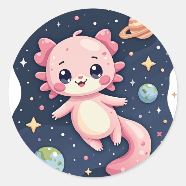 Cosmic Axolotl Space Galaxy Kawaii Sticker (Front)