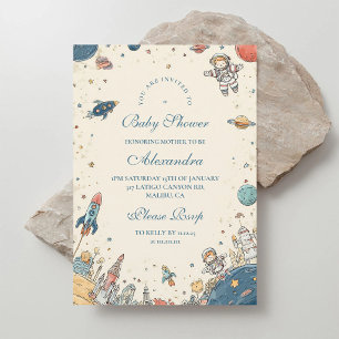 Cosmic Baby Shower Rocket & Astronaut Invitation