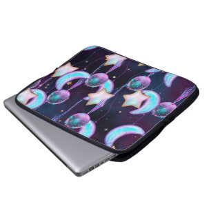 Cosmic Balloons   Blue Purple Moon Stars Planets Laptop Sleeve