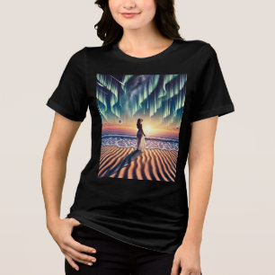 Cosmic Beachscape: Aurora Dreaming 3-D Optical Ill Tri-Blend Shirt