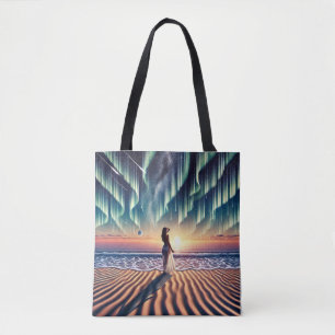 Cosmic Beachscape: Aurora Dreaming 3-D Tote Bag