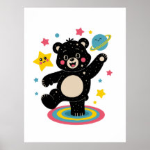 Cosmic Bear with Stars and Planets - Cute Space
