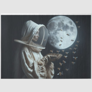 Cosmic Beekeeper – Surreal Space Art Decoupage Tissue Paper