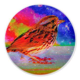 Cosmic Bird Dreamscape Art Print" Ceramic Knob