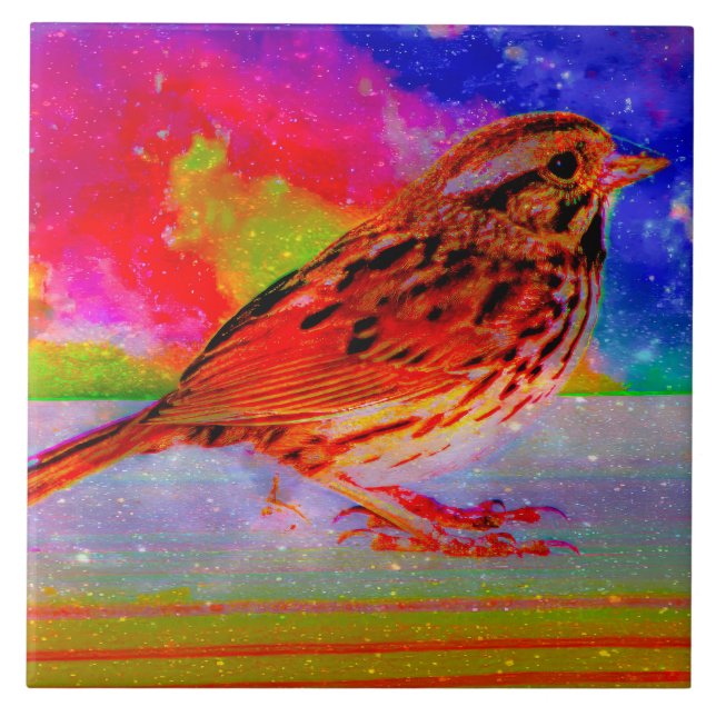 Cosmic Bird Dreamscape Art Print" Ceramic Tile (Front)