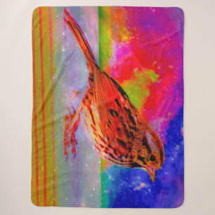 Cosmic Bird Dreamscape Art Print" Sherpa Blanket