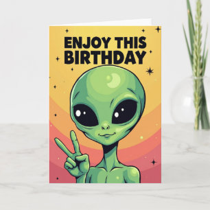Cosmic Birthday Alien Card