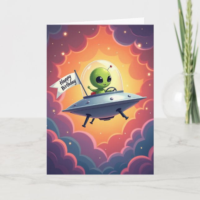 Cosmic Birthday Illustration Card (Front)