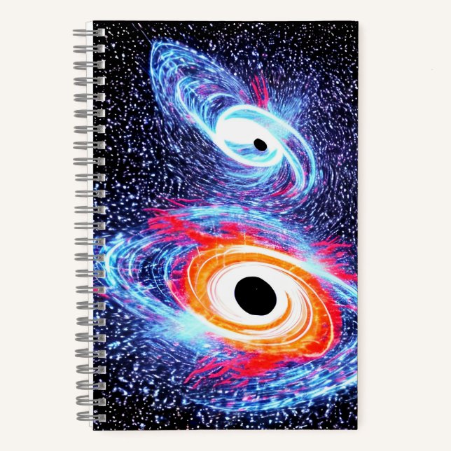 Cosmic Black Blue Orange Red Fun Galactic Notebook (Front)