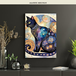 Cosmic Black Cat Art Celestial Cat Magic Spirit Poster