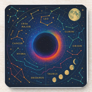 Cosmic Black Hole & Constellations Art - Celestial Coaster