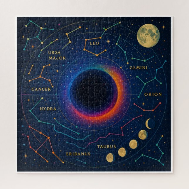 Cosmic Black Hole & Constellations Art - Celestial Jigsaw Puzzle (Vertical)