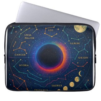 Cosmic Black Hole & Constellations Art - Celestial Laptop Sleeve