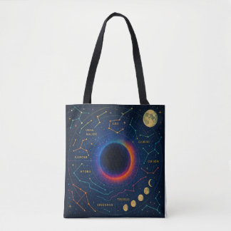 Cosmic Black Hole & Constellations Art - Celestial Tote Bag