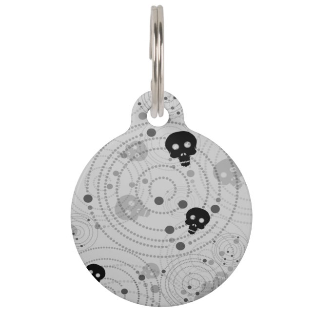 Cosmic Black Skull Pattern Pet Tag (Front)