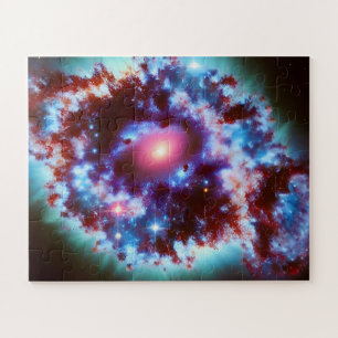 Cosmic blast of purple and blue fun space clouds jigsaw puzzle