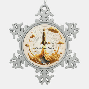 "Cosmic Blast" Snowflake Pewter Christmas Ornament