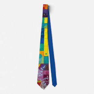 Cosmic Bloom Garden: Abstract Mosaic of Dreams Tie