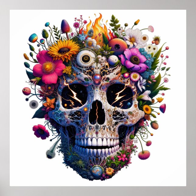 Cosmic Bloom Skull Poster (Front)