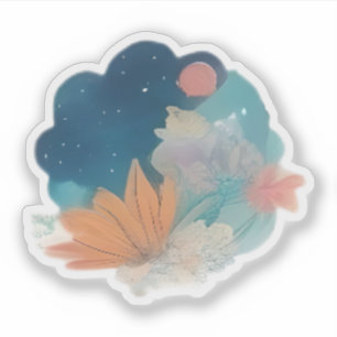 Cosmic Bloom Under a Scarlet Moon