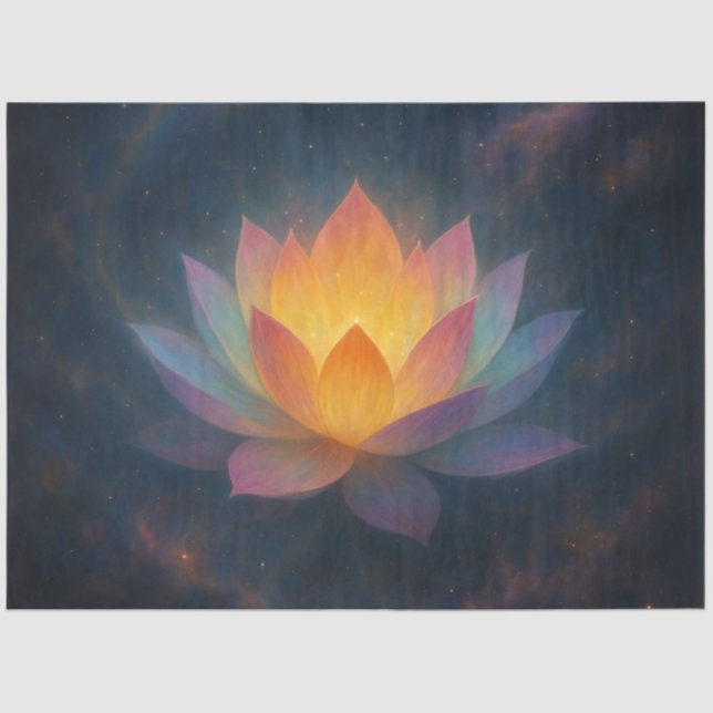 Cosmic Blooming Lotus Decoupage Paper – Spiritual (Front)