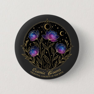 Cosmic Blooms – Celestial Floral Mandala flowers 6 Cm Round Badge