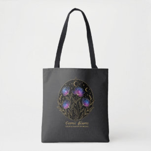 Cosmic Blooms – Celestial Floral Mandala flowers Tote Bag