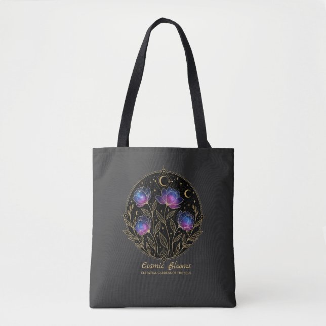 Cosmic Blooms – Celestial Floral Mandala flowers Tote Bag (Front)