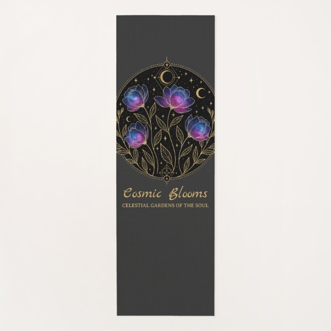 Cosmic Blooms – Celestial Floral Mandala flowers Yoga Mat (Front)